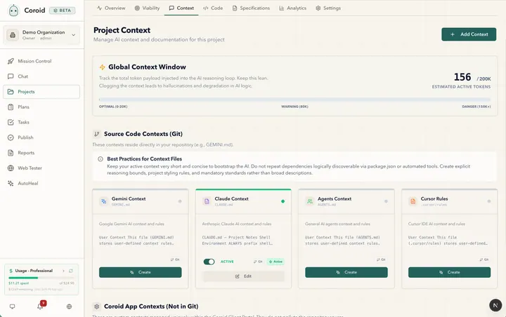 Thumbnail of Coroid project context settings